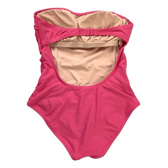 J Crew One Piece Strapless Swim Suit Pink Women Size S Open Back Swimsuit Bathin - Picture 1 of 15